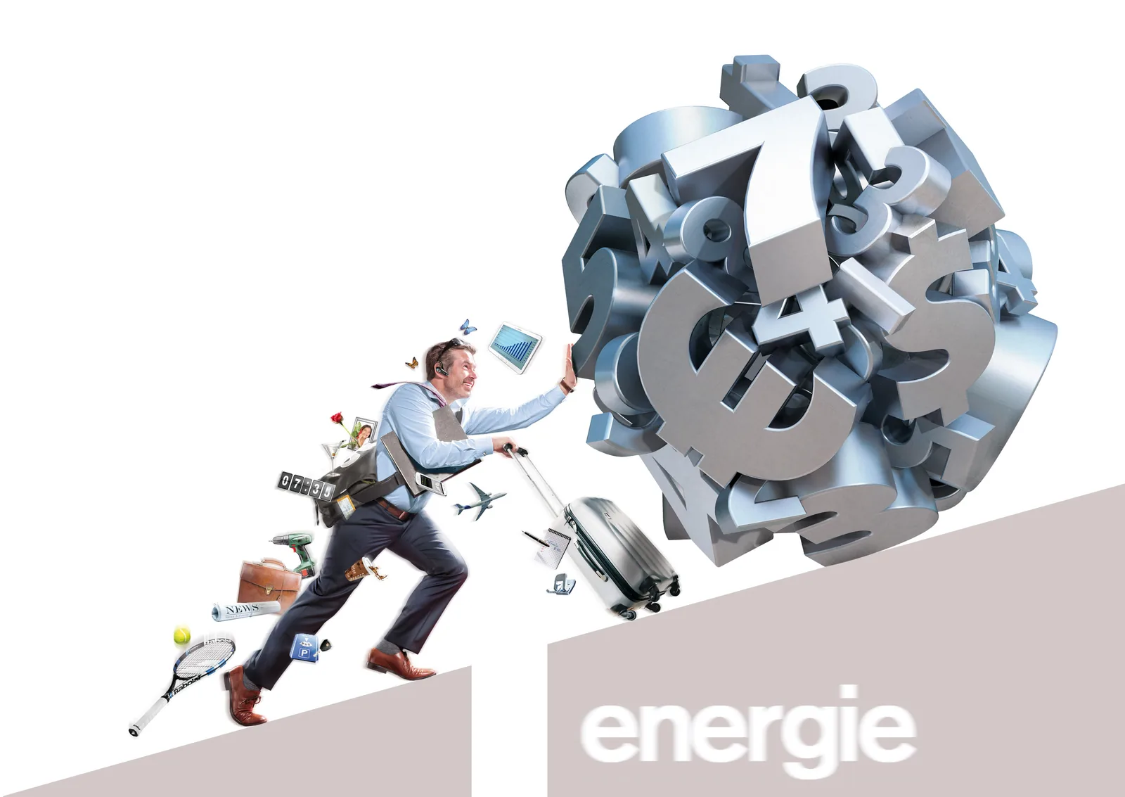 ADDITIVA energie — Business-Motiv mit Zahlen-Brocken