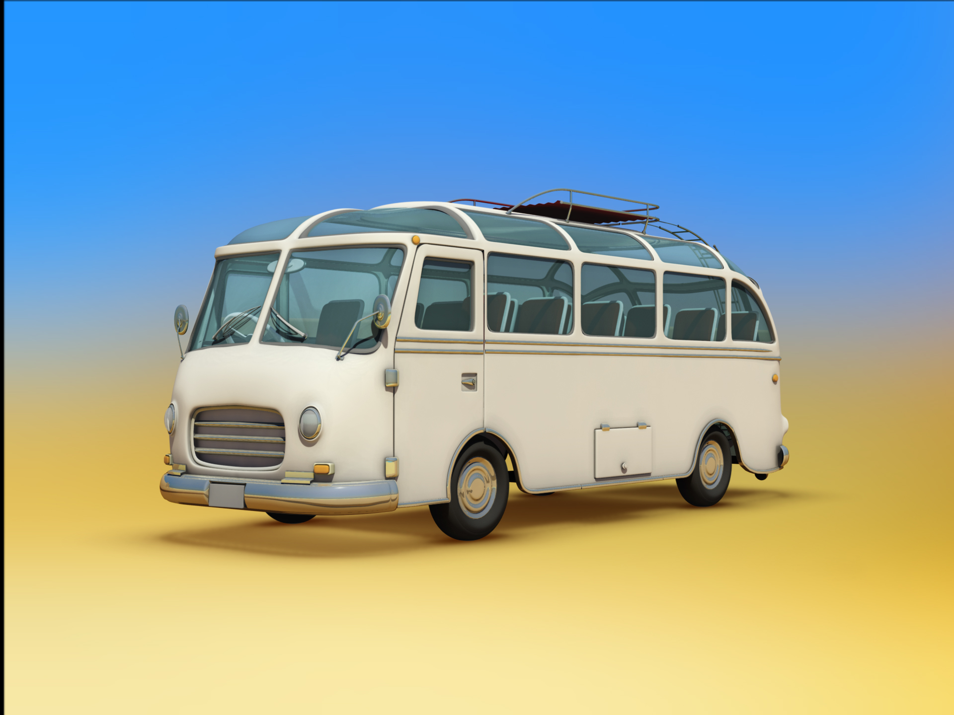 Cartoon-Reisebus — Modeling und Animation