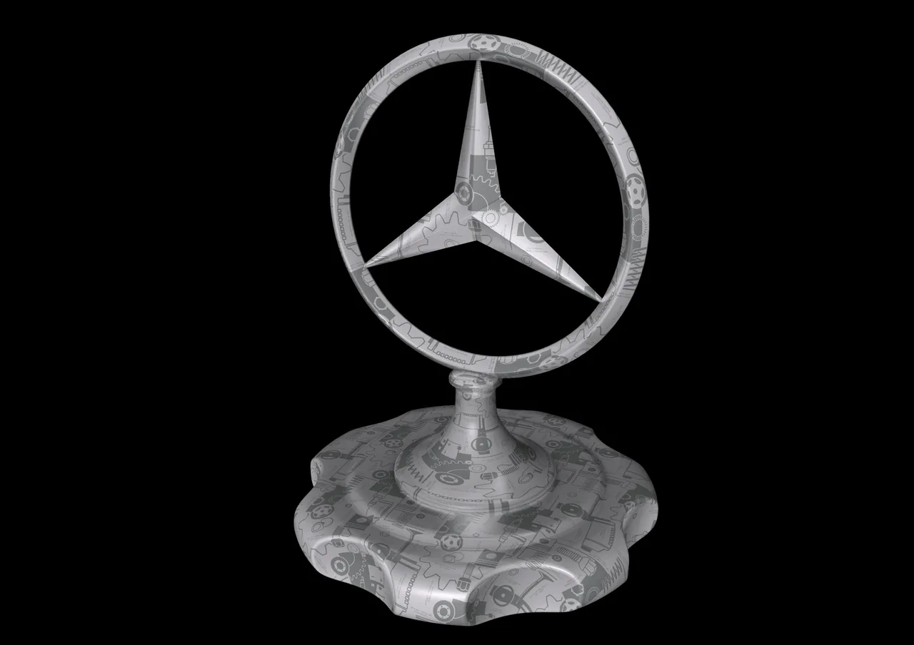 Mercedes-Benz Stern-Emblem — Ansicht mit umlaufender Textur
