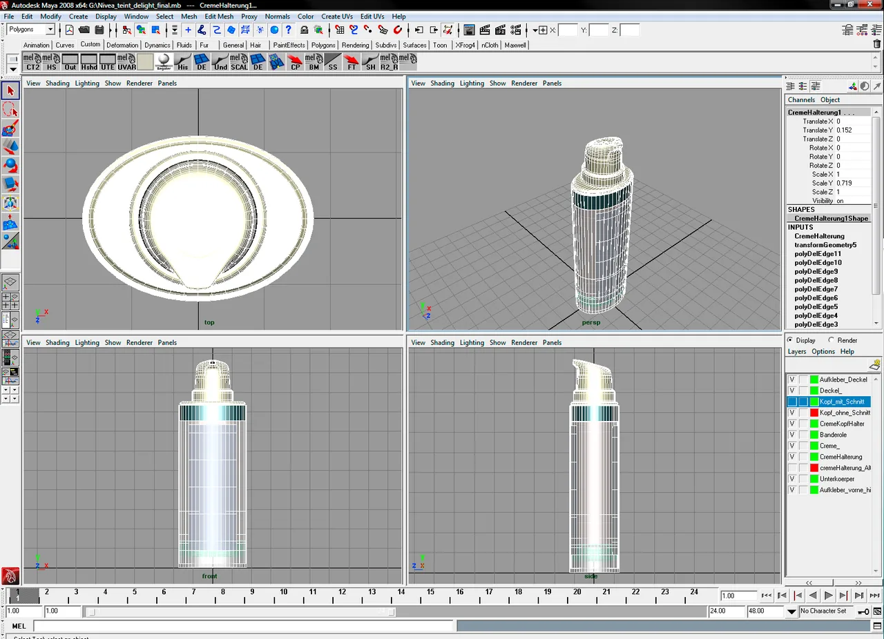 Nivea Cremespender — Modeling-Ansicht, Geometrie