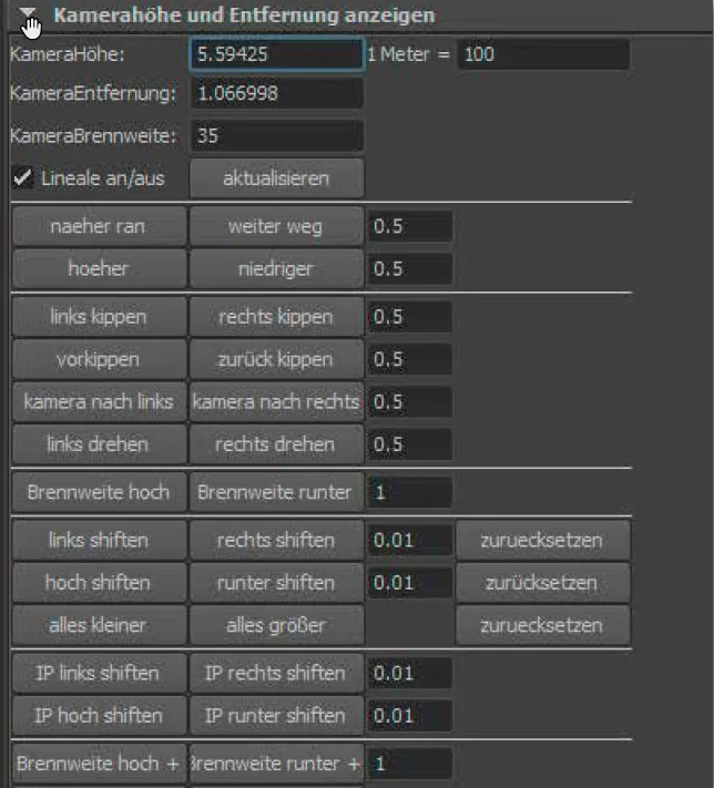 Perspektiventool — Distanzmesser und Kamerasteuerung