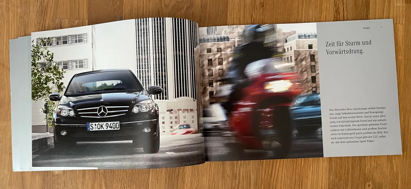 Mercedes CLC-Klasse — Doppelseite im gedruckten Katalog